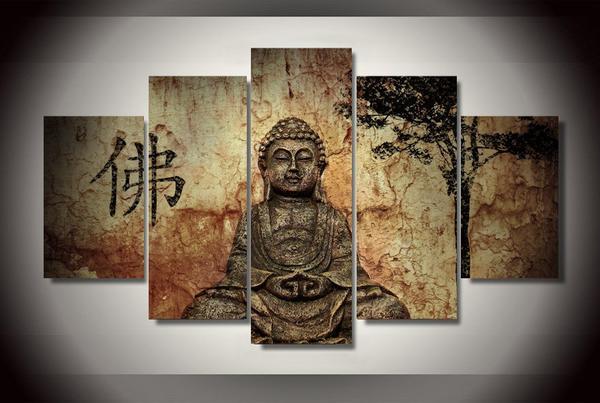 Buddha Mind And Soul - Religion 5 Panel Canvas Art Wall Decor Buddha Mind And Soul - Religion 5 Panel Canvas Art Wall Decor