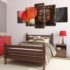 Buddha Modern - Religion 5 Panel Canvas Art Wall Decor