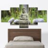 Buddha Statue 10 - Religion 5 Panel Canvas Art Wall Decor