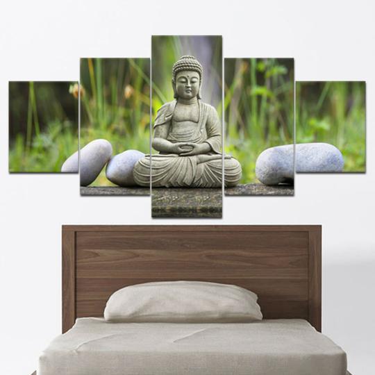 Buddha Statue 10 - Religion 5 Panel Canvas Art Wall Decor Buddha Statue 10 - Religion 5 Panel Canvas Art Wall Decor