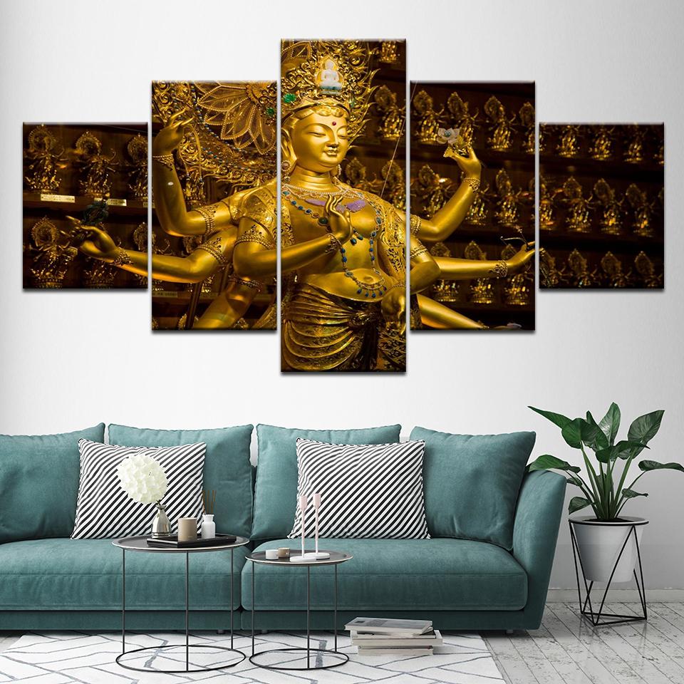 Buddha Statue Buddhism 2 - Religion 5 Panel Canvas Art Wall Decor Buddha Statue Buddhism 2 - Religion 5 Panel Canvas Art Wall Decor