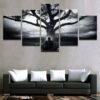 Buddha Tree Meditation Split - Religion 5 Panel Canvas Art Wall Decor