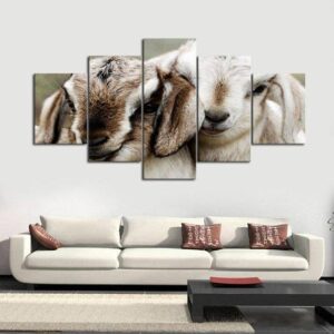 Buddy Goats 01 - Animal 5 Panel Canvas Art Wall Decor