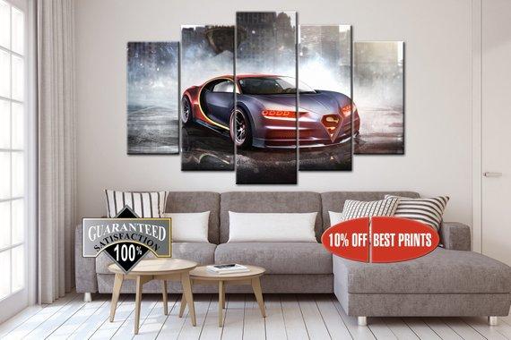 Bugatti Chiron Superman - Automative 5 Panel Canvas Art Wall Decor Bugatti Chiron Superman - Automative 5 Panel Canvas Art Wall Decor