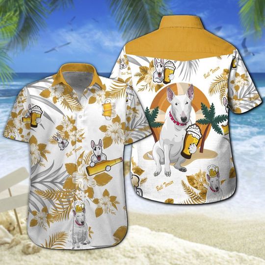Bull Terrier Beer Hawaiian Shirt Summer Button Up Bull Terrier Beer Hawaiian Shirt Summer Button Up