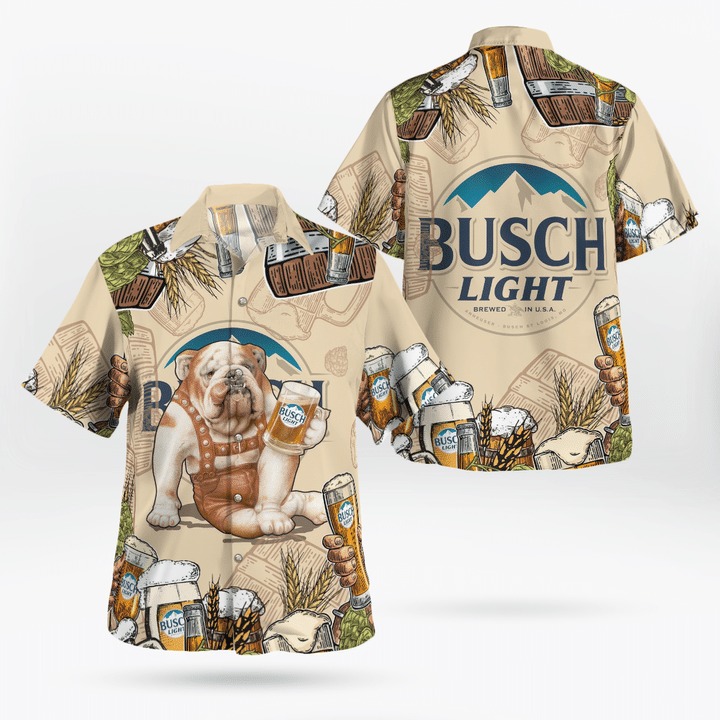 Bulldog Busch Light Beer Hawaiian Shirt Bulldog Busch Light Beer Hawaiian Shirt
