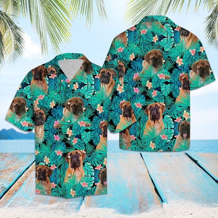 Bullmastiff Tropical Hawaiian Shirt Summer Button Up Bullmastiff Tropical Hawaiian Shirt Summer Button Up