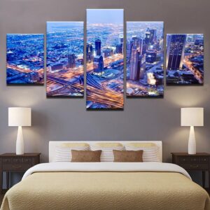 Burj Khalifa Tower - Nature 5 Panel Canvas Art Wall Decor
