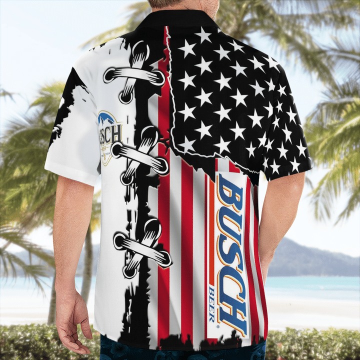 Busch Beer American Flag Hawaiian Shirt Busch Beer American Flag Hawaiian Shirt