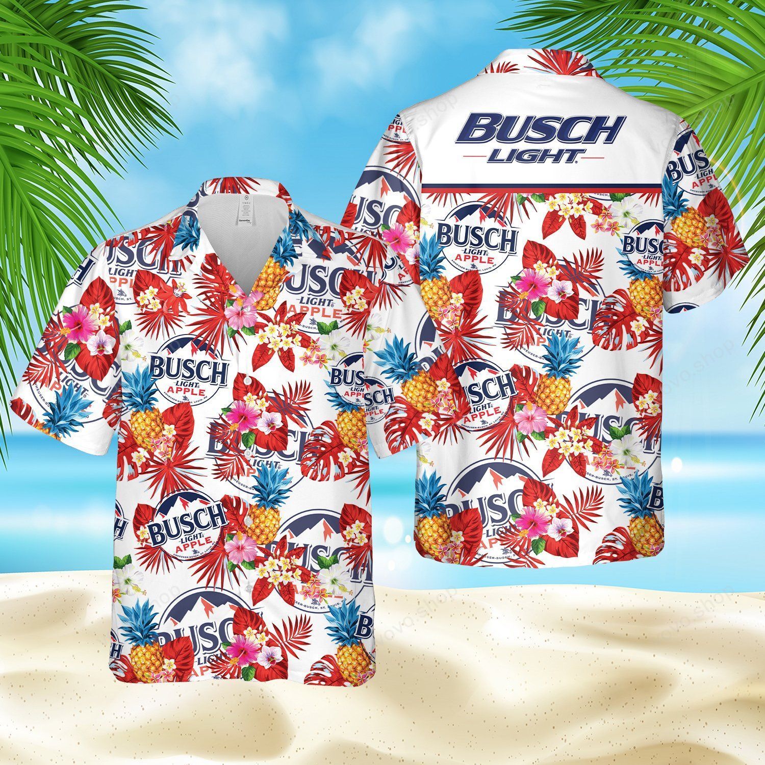 Busch Light Apple Pineapple Hawaiian Shirt Short Busch Light Apple Pineapple Hawaiian Shirt Short