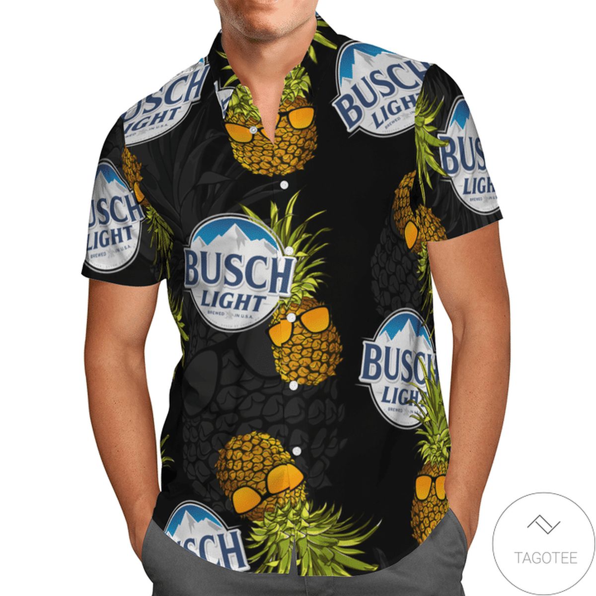 Busch Light Pineapple Black Hawaiian Shirt Busch Light Pineapple Black Hawaiian Shirt
