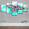 Butterfly And Purple Flower - Nature 5 Panel Canvas Art Wall Decor