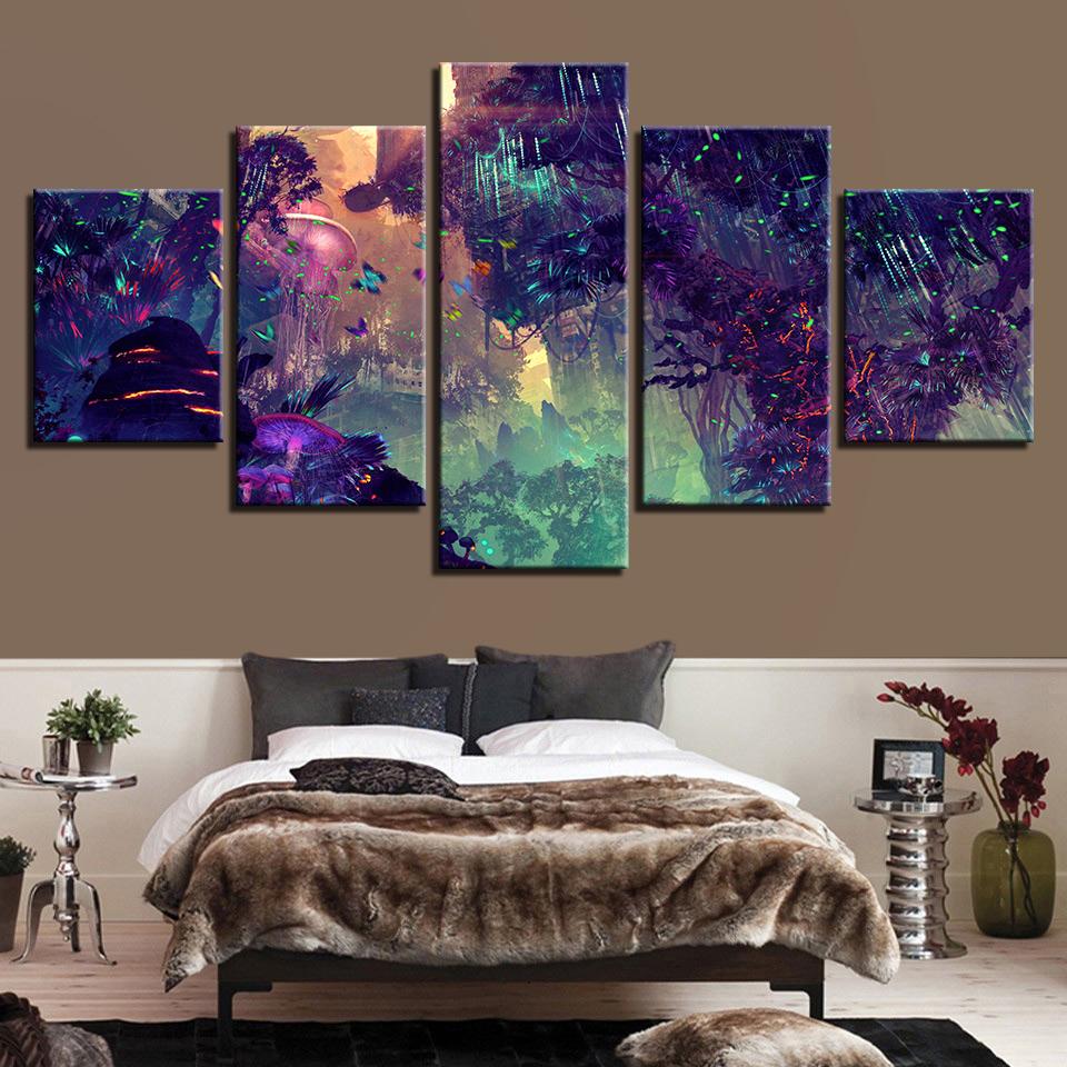Butterfly Firefly - Nature 5 Panel Canvas Art Wall Decor Butterfly Firefly - Nature 5 Panel Canvas Art Wall Decor