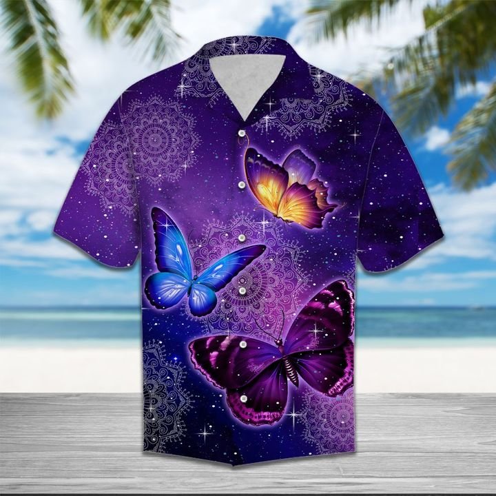 Butterfly Purple Hawaiian Shirt Summer Button Up Butterfly Purple Hawaiian Shirt Summer Button Up