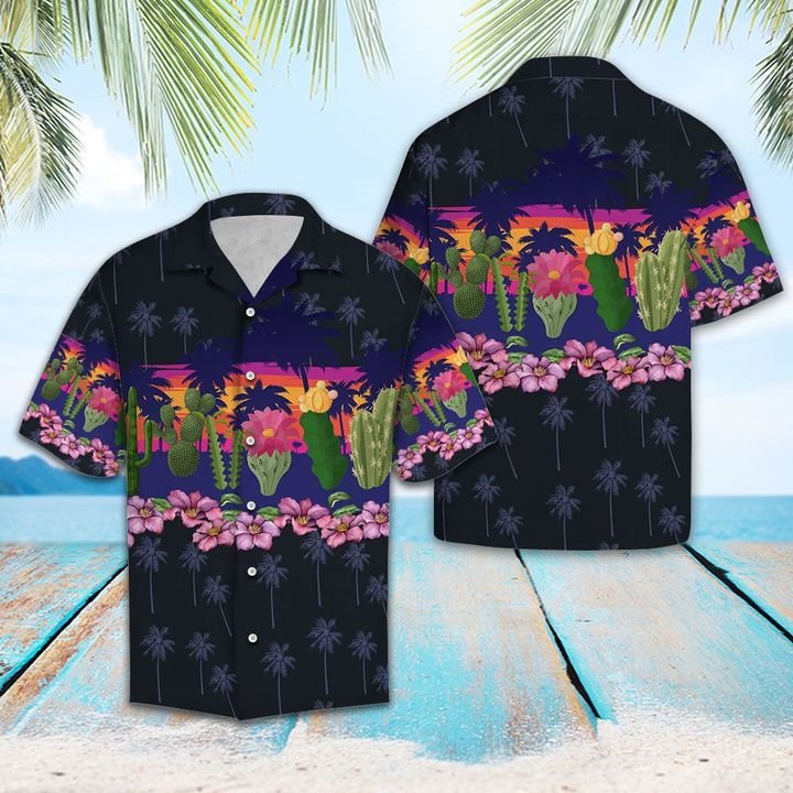 Cactus Border Chest Hawaiian Shirt Summer Button Up Cactus Border Chest Hawaiian Shirt Summer Button Up