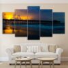 California Beach Sunset - Nature 5 Panel Canvas Art Wall Decor