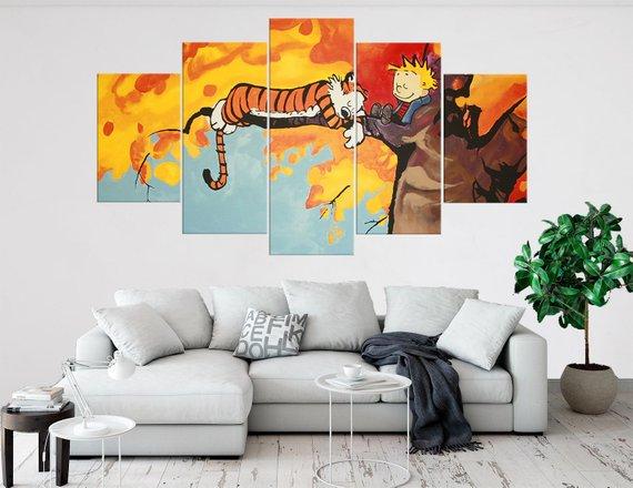 Calvin And Hobbes 2 - Cartoon 5 Panel Canvas Art Wall Decor Calvin And Hobbes 2 - Cartoon 5 Panel Canvas Art Wall Decor