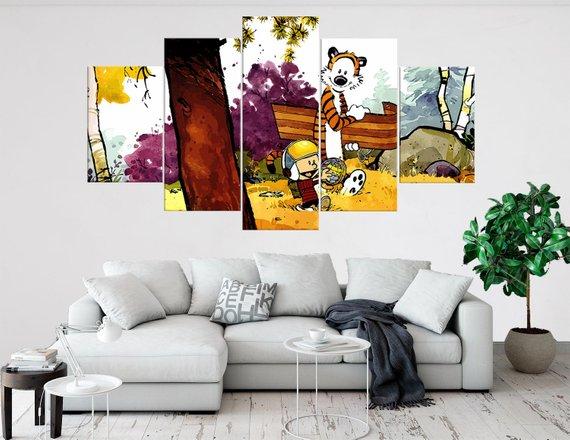 Calvin And Hobbes 3 - Cartoon 5 Panel Canvas Art Wall Decor Calvin And Hobbes 3 - Cartoon 5 Panel Canvas Art Wall Decor