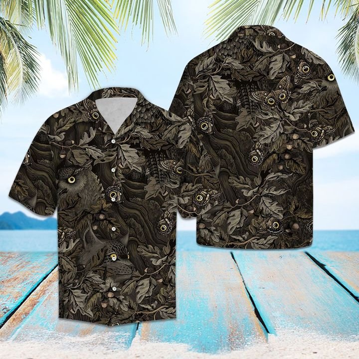 Camouflage Owl Butterfly Hawaiian Shirt Summer Button Up Camouflage Owl Butterfly Hawaiian Shirt Summer Button Up