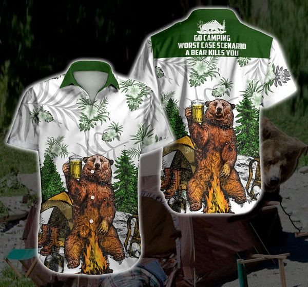 Camping Hawaiian Shirt Summer Button Up Camping Hawaiian Shirt Summer Button Up