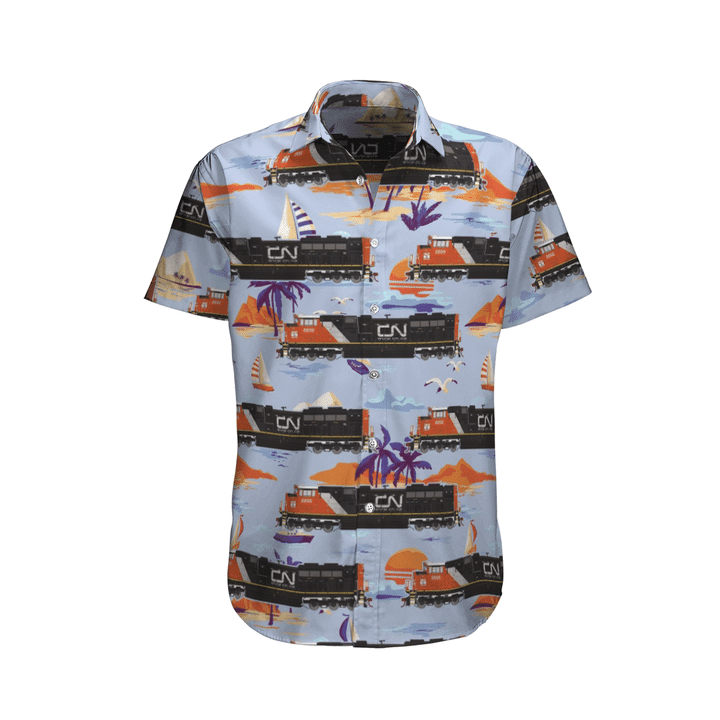 Canadian National Railway Emd Sd70M-2 Locomotive Hawaiian Shirt Canadian National Railway Emd Sd70M-2 Locomotive Hawaiian Shirt