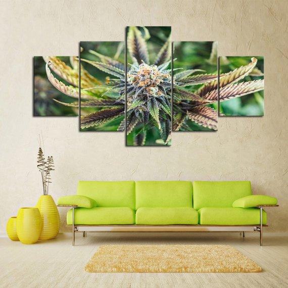 Cannabis Bloom - Nature 5 Panel Canvas Art Wall Decor Cannabis Bloom - Nature 5 Panel Canvas Art Wall Decor
