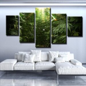 Cannabis Jungle - Nature 5 Panel Canvas Art Wall Decor