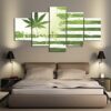 Cannabis Republic Flag - Abstract 5 Panel Canvas Art Wall Decor