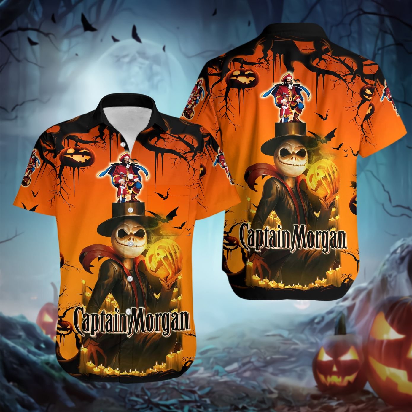 Captain Morgan Jack Skellington Hawaiian Shirt Captain Morgan Jack Skellington Hawaiian Shirt