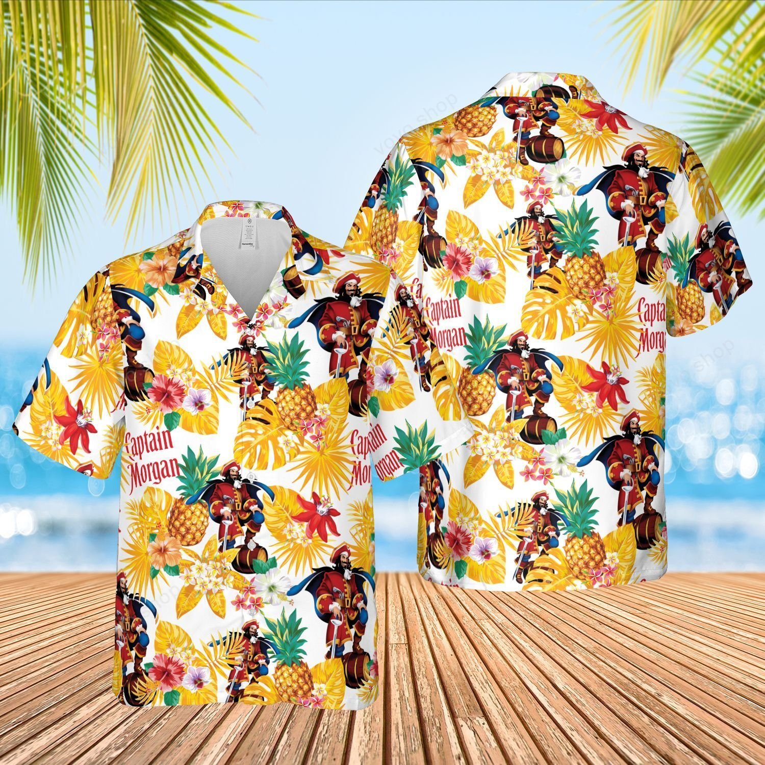 Captain Morgan Pineapple Hawaiian Shirt Short Captain Morgan Pineapple Hawaiian Shirt Short