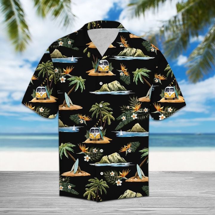 Caravan Palm Hawaiian Shirt Summer Button Up Caravan Palm Hawaiian Shirt Summer Button Up