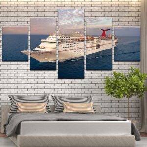 Carnival Cruise Lines Ecstasy Ship - Automative 5 Panel Canvas Art Wall Decor