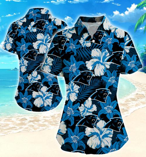 Carolina Panthers Women Hawaiian Shirt Summer Button Up Carolina Panthers Women Hawaiian Shirt Summer Button Up