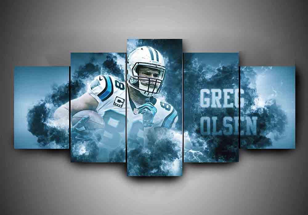 Carolina Panthers - Greg Olsen - Sport 5 Panel Canvas Art Wall Decor Carolina Panthers - Greg Olsen - Sport 5 Panel Canvas Art Wall Decor