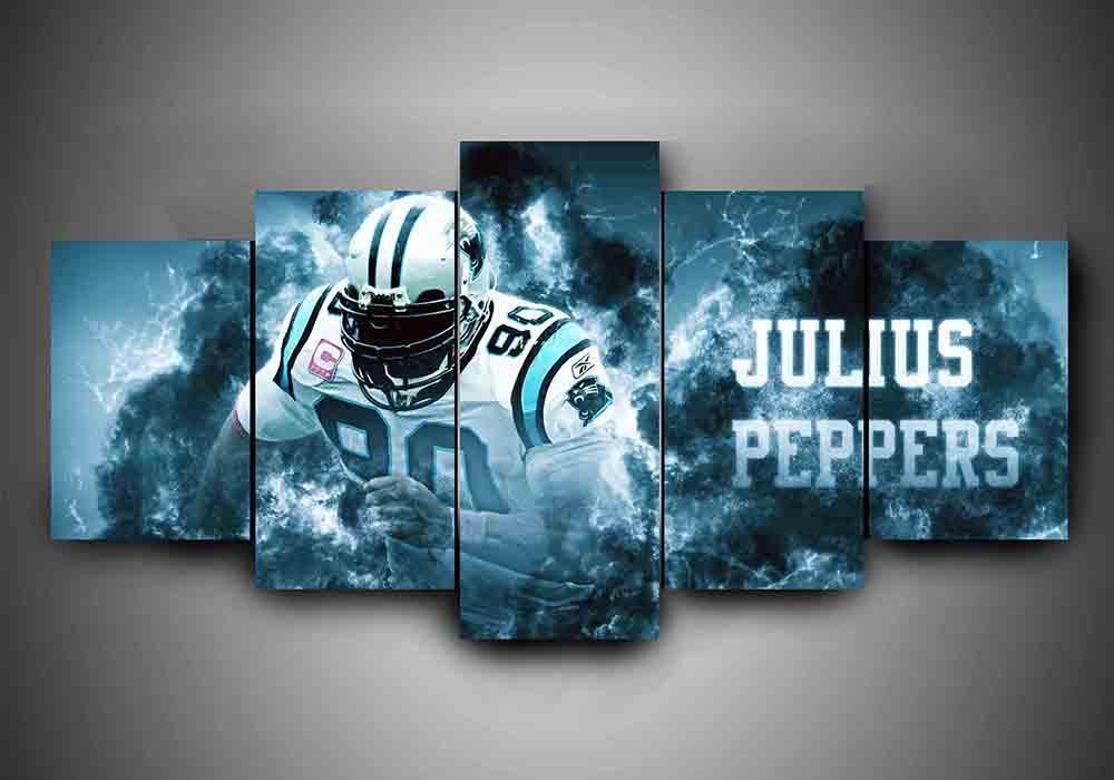 Carolina Panthers - Julius Peppers #1 - Sport 5 Panel Canvas Art Wall Decor Carolina Panthers - Julius Peppers #1 - Sport 5 Panel Canvas Art Wall Decor