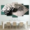 Casino Cardroom Poker And Dice - Abstract 5 Panel Canvas Art Wall Decor