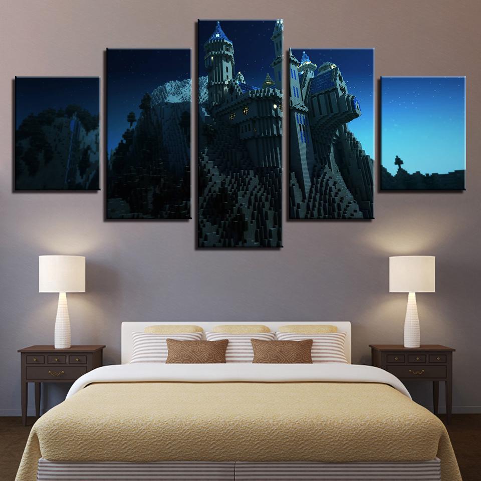 Castle Building Night 01 - Nature 5 Panel Canvas Art Wall Decor Castle Building Night 01 - Nature 5 Panel Canvas Art Wall Decor