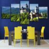 Castle Forest - Nature 5 Panel Canvas Art Wall Decor
