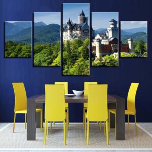 Castle Forest - Nature 5 Panel Canvas Art Wall Decor
