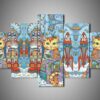 Cat 2 - Animal 5 Panel Canvas Art Wall Decor