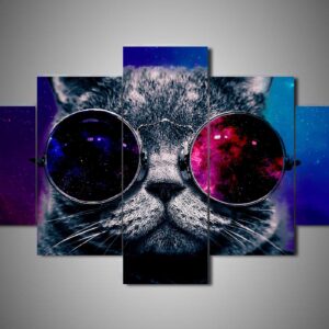 Cat 6 - Animal 5 Panel Canvas Art Wall Decor