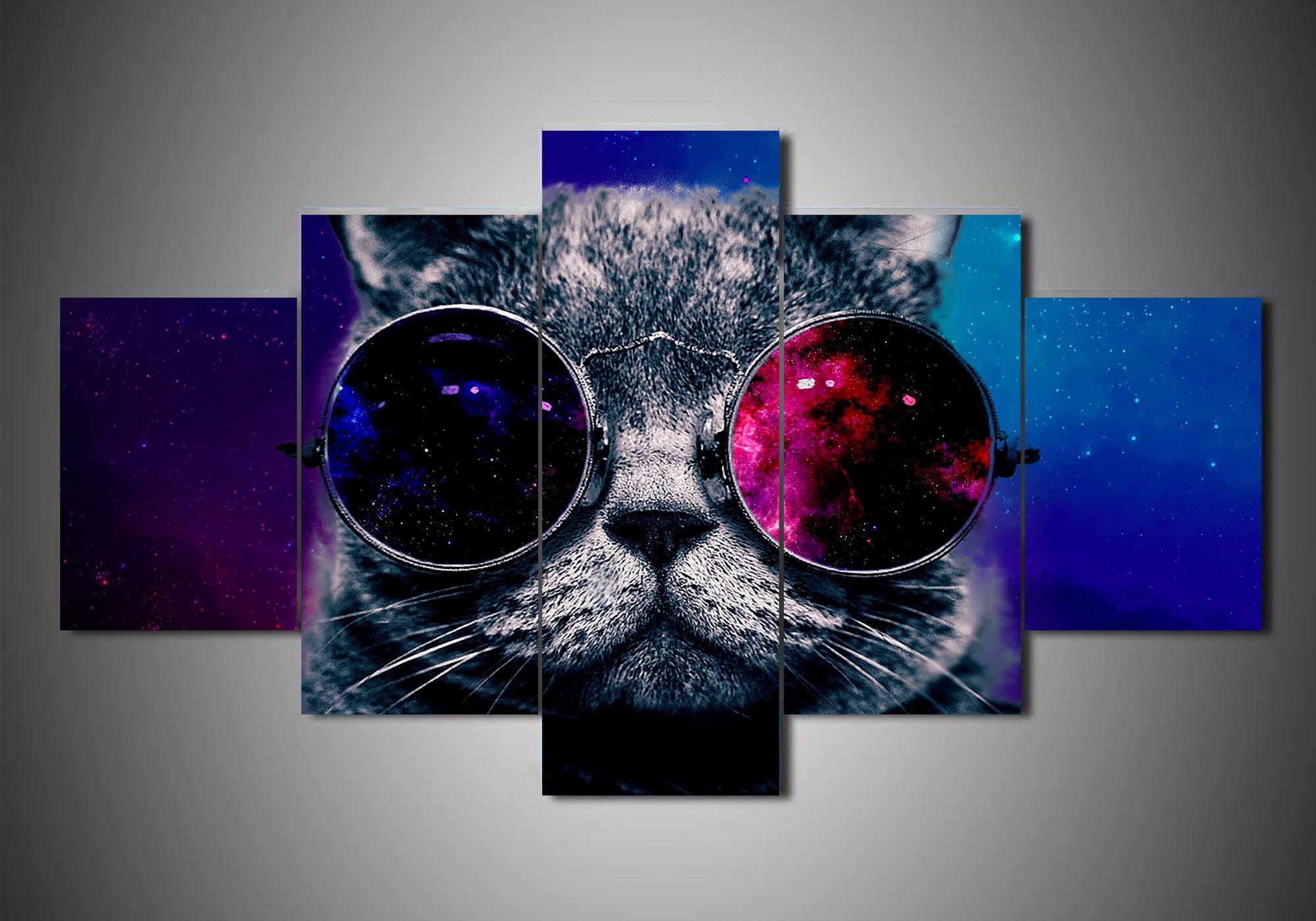 Cat 6 - Animal 5 Panel Canvas Art Wall Decor Cat 6 - Animal 5 Panel Canvas Art Wall Decor
