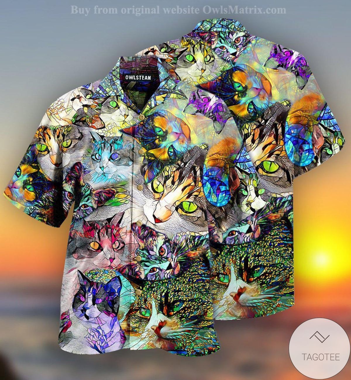 Cat Amazing Stained Glass Hawaiian Shirt Cat Amazing Stained Glass Hawaiian Shirt
