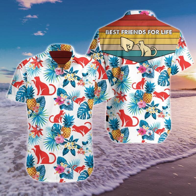 Cat Best Friends For Life Hawaiian Shirt Summer Button Up Cat Best Friends For Life Hawaiian Shirt Summer Button Up