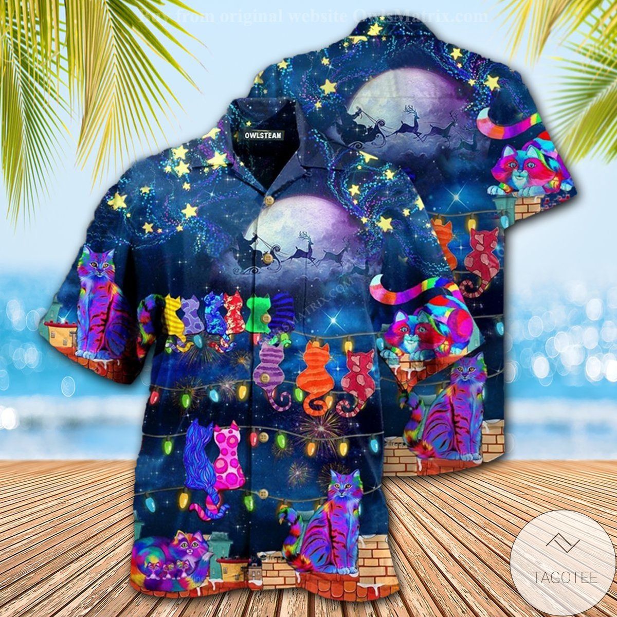 Cat Christmas Night Hawaiian Shirt Cat Christmas Night Hawaiian Shirt