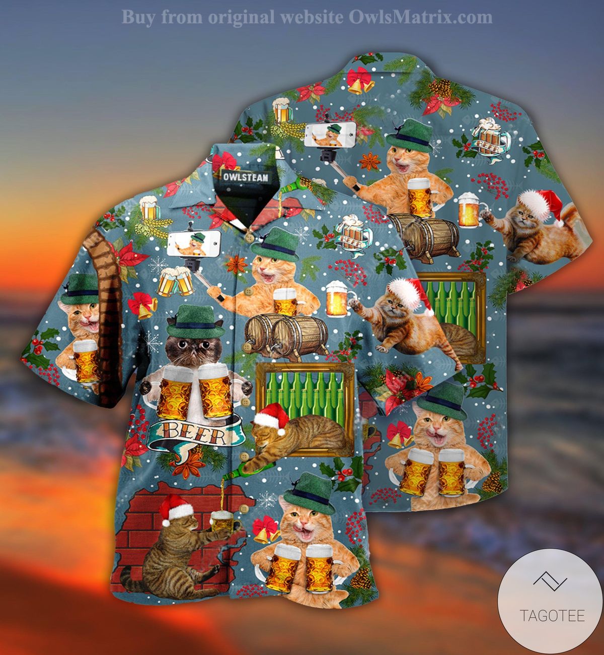 Cat Drink Beer Christmas Hawaiian Shirt Cat Drink Beer Christmas Hawaiian Shirt