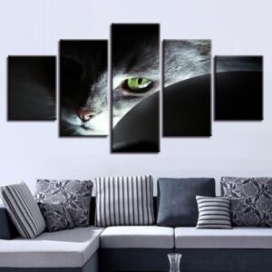 Cat Eyes - Animal 5 Panel Canvas Art Wall Decor