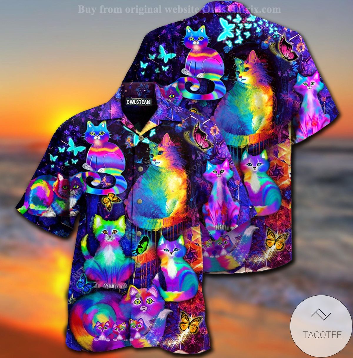 Cat Hologram Color Hawaiian Shirt Cat Hologram Color Hawaiian Shirt