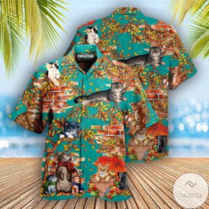 Cat In The Windy Day Hawaiian Shirt