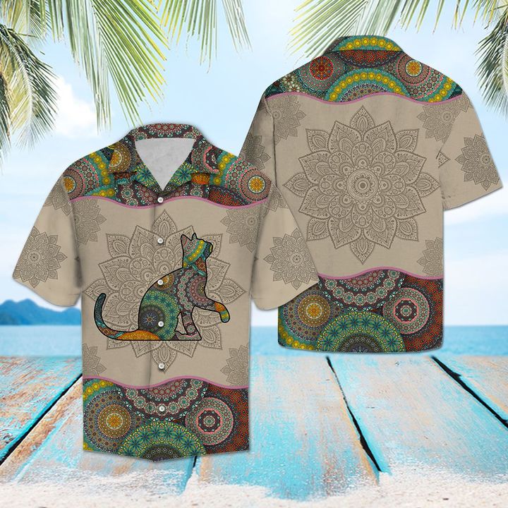 Cat Mandala Hawaiian Shirt Summer Button Up Cat Mandala Hawaiian Shirt Summer Button Up